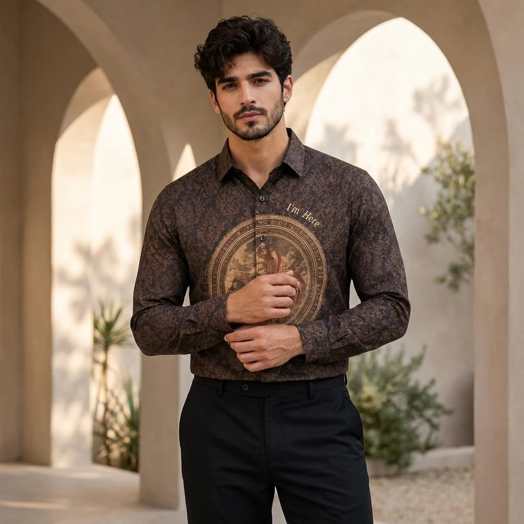 Infishirt Vintage Royal Art Printed Full Sleeve Shirt for Men