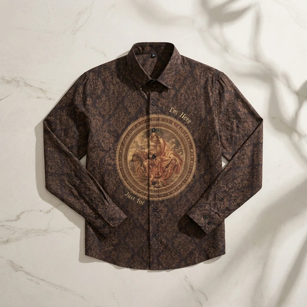 Infishirt Vintage Royal Art Printed Full Sleeve Shirt for Men