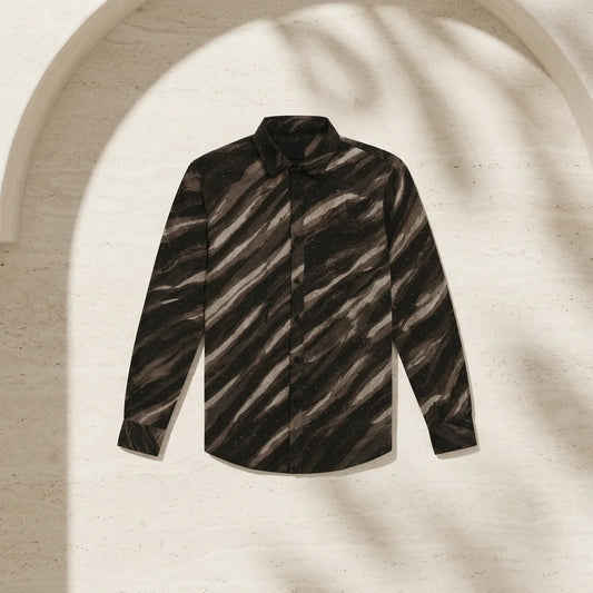 Infishirt Midnight Wave Abstract Printed Full Sleeve Shirt for Men