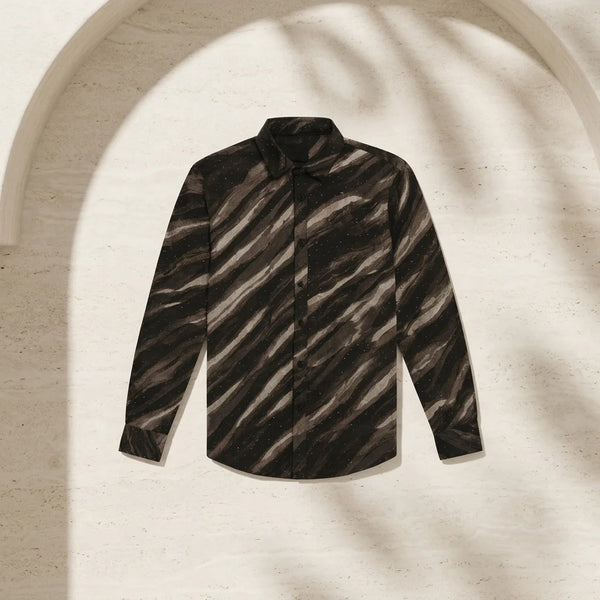 Infishirt Midnight Wave Abstract Printed Full Sleeve Shirt for Men